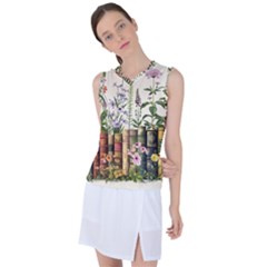 Books Flowers Book Flower Flora Floral Women s Sleeveless Sports Top