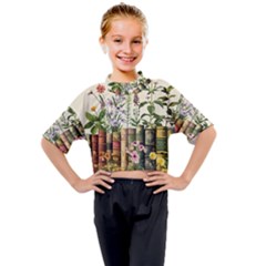 Books Flowers Book Flower Flora Floral Kids Mock Neck T-shirt