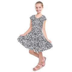Monochrome Maze Design Print Kids  Short Sleeve Dress by dflcprintsclothing