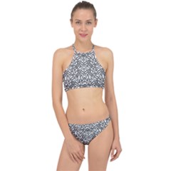 Monochrome Maze Design Print Halter Bikini Set by dflcprintsclothing