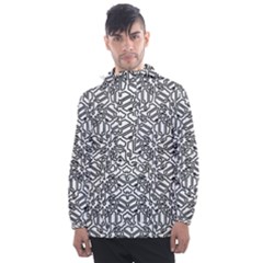 Monochrome Maze Design Print Men s Front Pocket Pullover Windbreaker by dflcprintsclothing