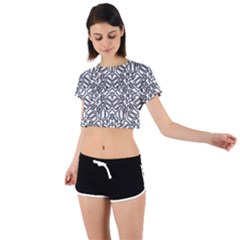 Monochrome Maze Design Print Tie Back Short Sleeve Crop T-shirt by dflcprintsclothing