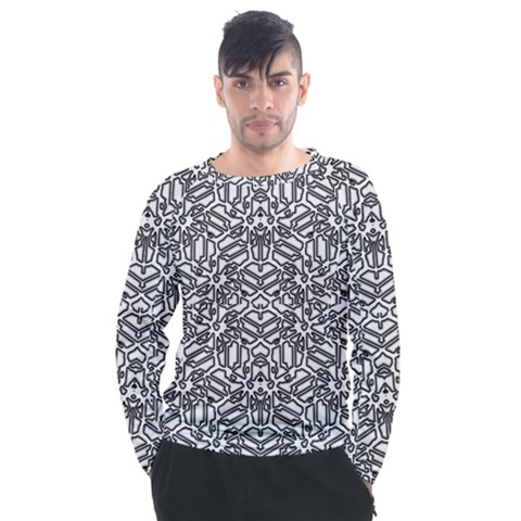 Monochrome Maze Design Print Men s Long Sleeve Raglan T-shirt by dflcprintsclothing