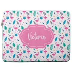 Personalized Flamingo Name Laptop Sleeve Case with Pocket - 17  Vertical Laptop Sleeve Case With Pocket