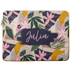 Personalized Tropical Name Laptop Sleeve Case with Pocket - 17  Vertical Laptop Sleeve Case With Pocket