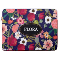 Personalized Floral Name Laptop Sleeve Case with Pocket - 17  Vertical Laptop Sleeve Case With Pocket