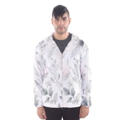 Light Grey And Pink Floral Men s Hooded Windbreaker by LyssasMindArt