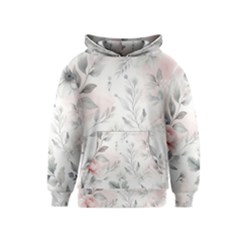 Light Grey And Pink Floral Kids  Pullover Hoodie by LyssasMindArt