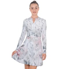 Light Grey And Pink Floral Long Sleeve Panel Dress by LyssasMindArt