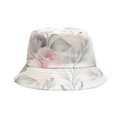 Light Grey And Pink Floral Bucket Hat by LyssasMindArt
