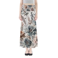 Vintage Floral Elegance Full Length Maxi Skirt by LyssasMindArt