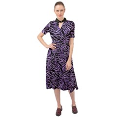 Enigmatic Plum Mosaic Keyhole Neckline Chiffon Dress by dflcprintsclothing