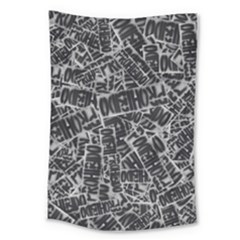 Rebel Life: Typography Black And White Pattern Large Tapestry by dflcprintsclothing