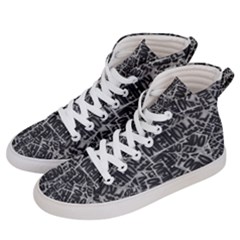 Rebel Life: Typography Black And White Pattern Men s Hi-top Skate Sneakers by dflcprintsclothing