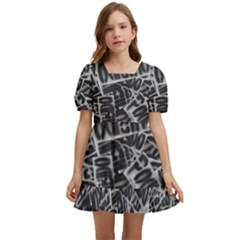 Rebel Life: Typography Black And White Pattern Kids  Short Sleeve Dolly Dress by dflcprintsclothing