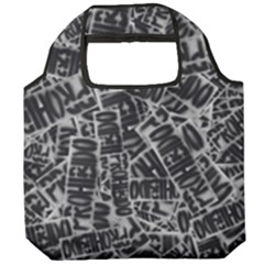 Rebel Life: Typography Black And White Pattern Foldable Grocery Recycle Bag by dflcprintsclothing