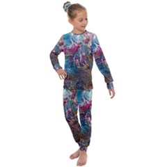 Straight Blend Module I Liquify 19-3 Color Edit Kids  Long Sleeve Set  by kaleidomarblingart