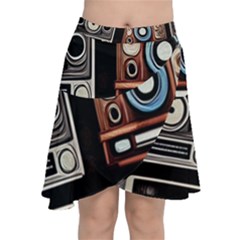 Retro Cameras Old Vintage Antique Technology Wallpaper Retrospective Chiffon Wrap Front Skirt by Grandong