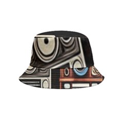 Retro Cameras Old Vintage Antique Technology Wallpaper Retrospective Inside Out Bucket Hat (kids) by Grandong