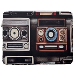 Retro Cameras Old Vintage Antique Technology Wallpaper Retrospective 17  Vertical Laptop Sleeve Case With Pocket