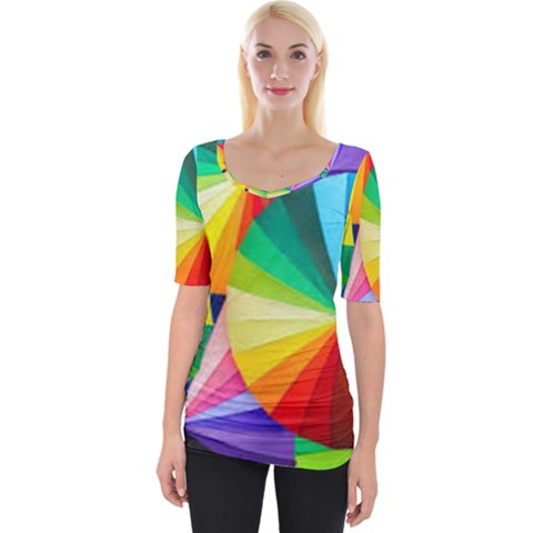 Bring Colors To Your Day Wide Neckline T-shirt by elizah032470