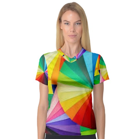 Bring Colors To Your Day V-neck Sport Mesh T-shirt by elizah032470