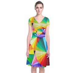 Bring Colors To Your Day Short Sleeve Front Wrap Dress by elizah032470