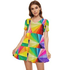 Bring Colors To Your Day Tiered Short Sleeve Babydoll Dress by elizah032470