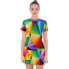 Bring Colors To Your Day Drop Hem Mini Chiffon Dress by elizah032470