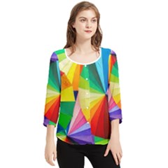Bring Colors To Your Day Chiffon Quarter Sleeve Blouse