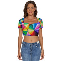 Bring Colors To Your Day Short Sleeve Square Neckline Crop Top 