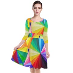Bring Colors To Your Day Quarter Sleeve Waist Band Dress by elizah032470