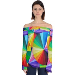 Bring Colors To Your Day Off Shoulder Long Sleeve Top by elizah032470