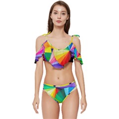 Bring Colors To Your Day Ruffle Edge Tie Up Bikini Set	 by elizah032470