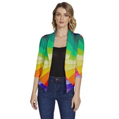 Bring Colors To Your Day Women s Draped Front 3/4 Sleeve Shawl Collar Jacket