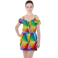 Bring Colors To Your Day Ruffle Cut Out Chiffon Playsuit
