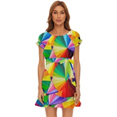 Bring Colors To Your Day Puff Sleeve Frill Dress by elizah032470