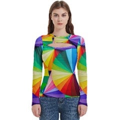 Bring Colors To Your Day Women s Cut Out Long Sleeve T-shirt