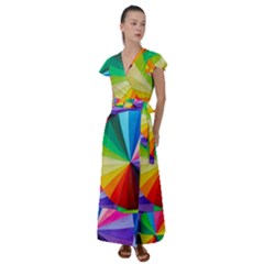 Bring Colors To Your Day Flutter Sleeve Maxi Dress by elizah032470