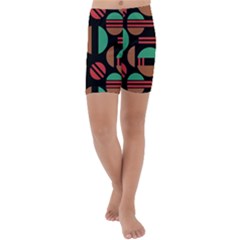 Abstract Geometric Pattern Kids  Lightweight Velour Capri Yoga Leggings