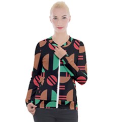 Abstract Geometric Pattern Casual Zip Up Jacket