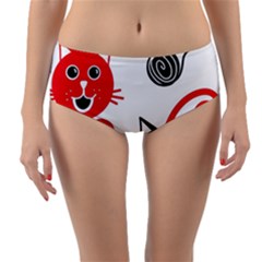 Cat Little Ball Animal Reversible Mid-waist Bikini Bottoms