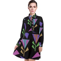 Abstract Pattern Flora Flower Long Sleeve Chiffon Shirt Dress by Maspions