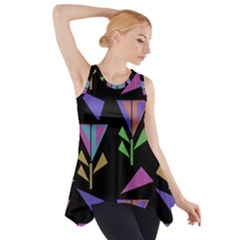 Abstract Pattern Flora Flower Side Drop Tank Tunic