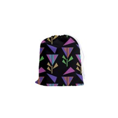 Abstract Pattern Flora Flower Drawstring Pouch (xs)