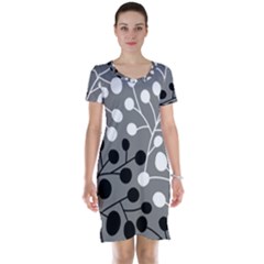 Abstract Nature Black White Short Sleeve Nightdress by Maspions