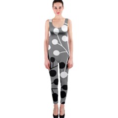 Abstract Nature Black White One Piece Catsuit