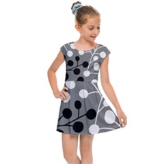 Abstract Nature Black White Kids  Cap Sleeve Dress