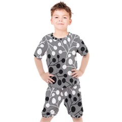 Abstract Nature Black White Kids  T-shirt And Shorts Set