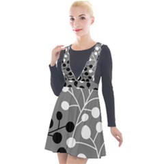 Abstract Nature Black White Plunge Pinafore Velour Dress